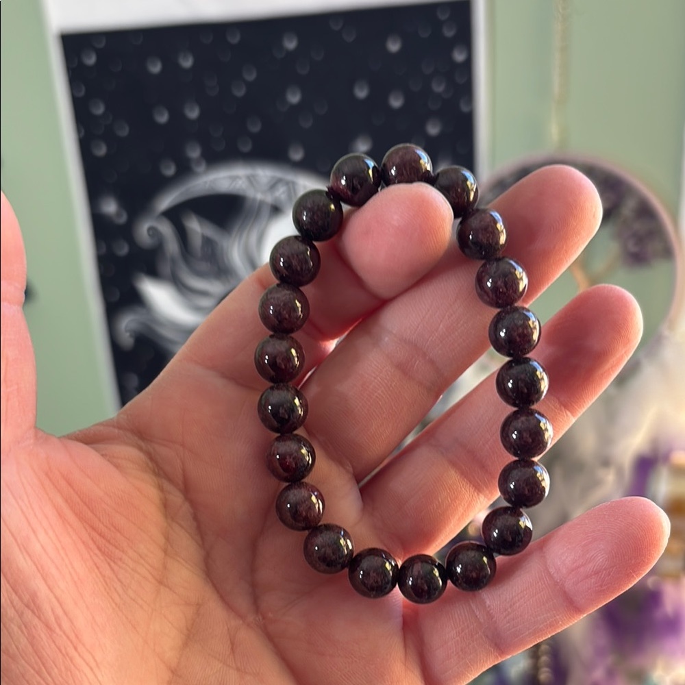 Garnet natural stone beaded bracelet